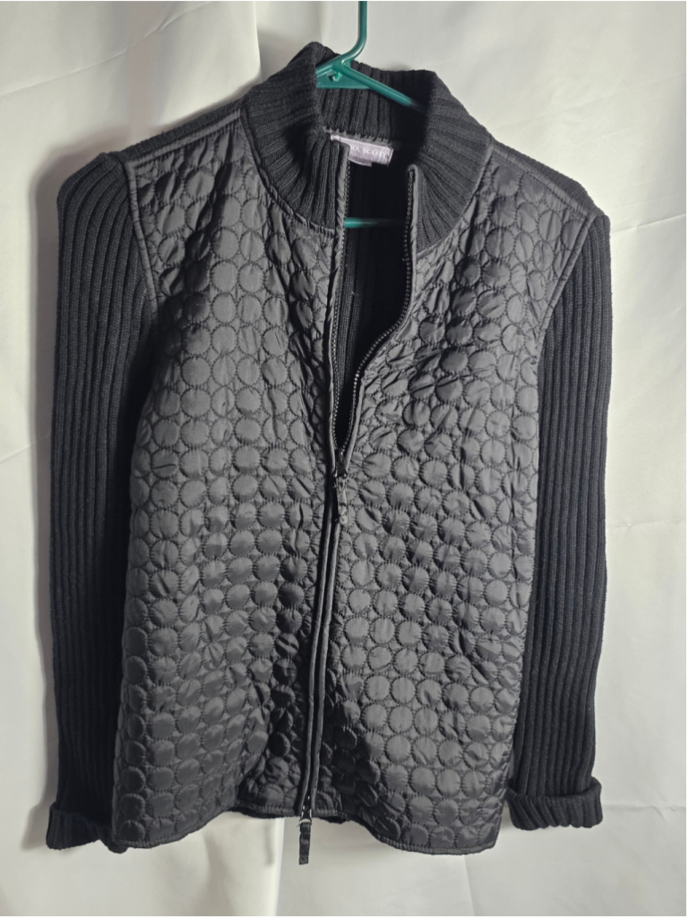 Women's Laura Scott Quilted Knit Jacket Black Size S fall cozy chic gothic rock